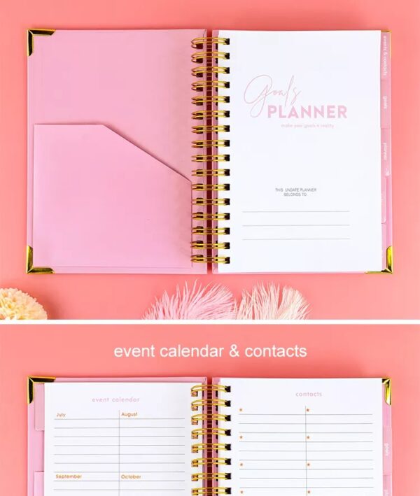 opened pink planner
